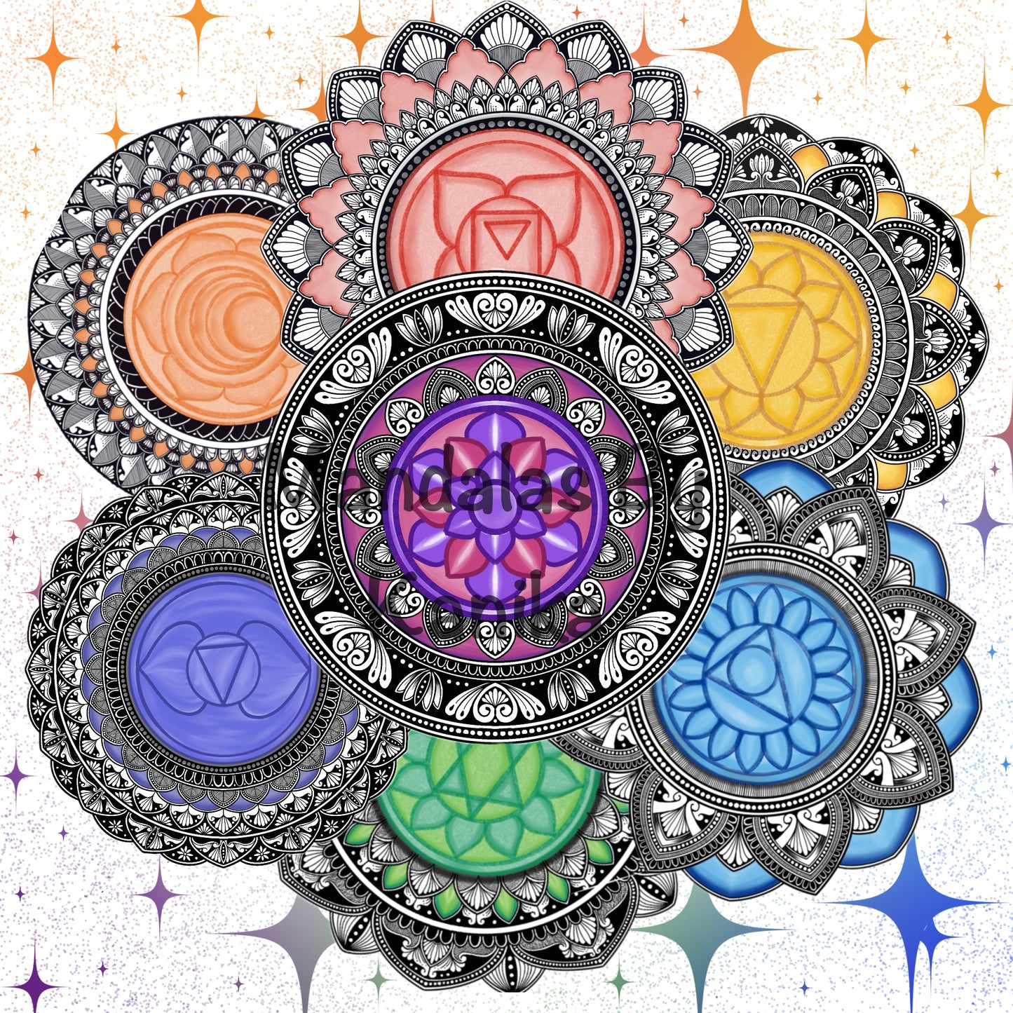 Chakra Oneness Mandala Digital Print