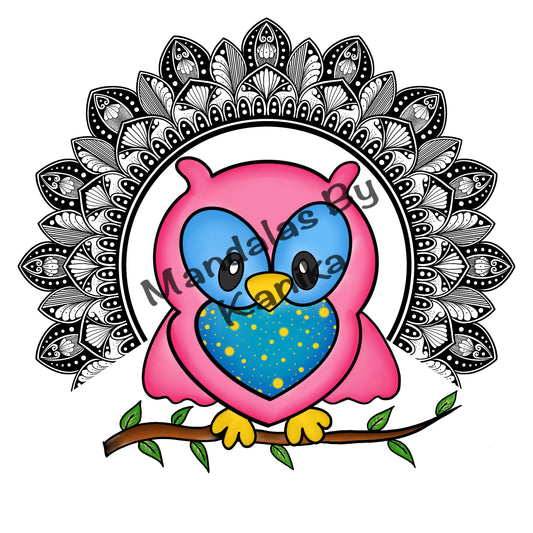 Whimsical Owl Mandala Digital Print