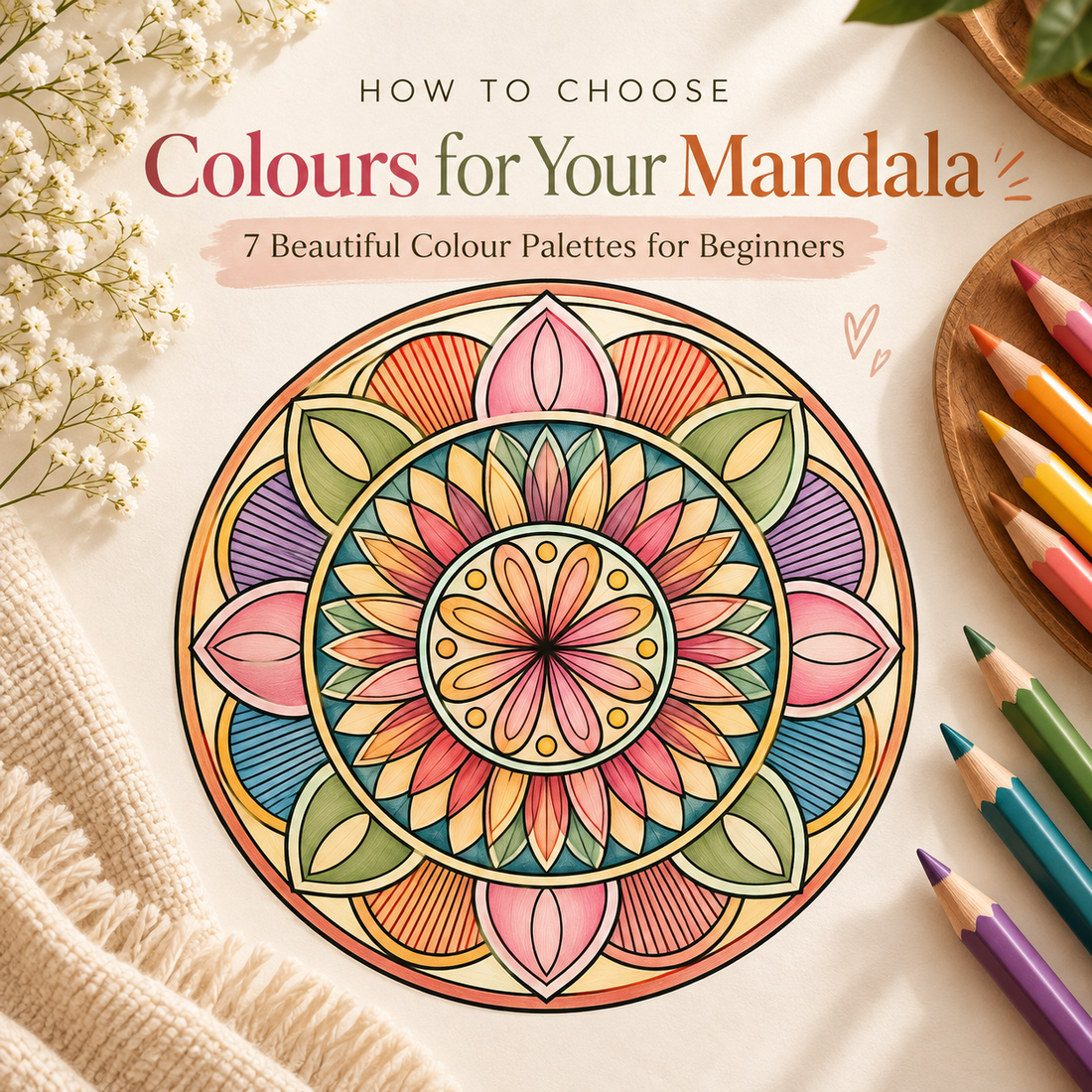 How to Choose Colours for Your Mandala: 7 Beautiful Colour Palettes for Beginners