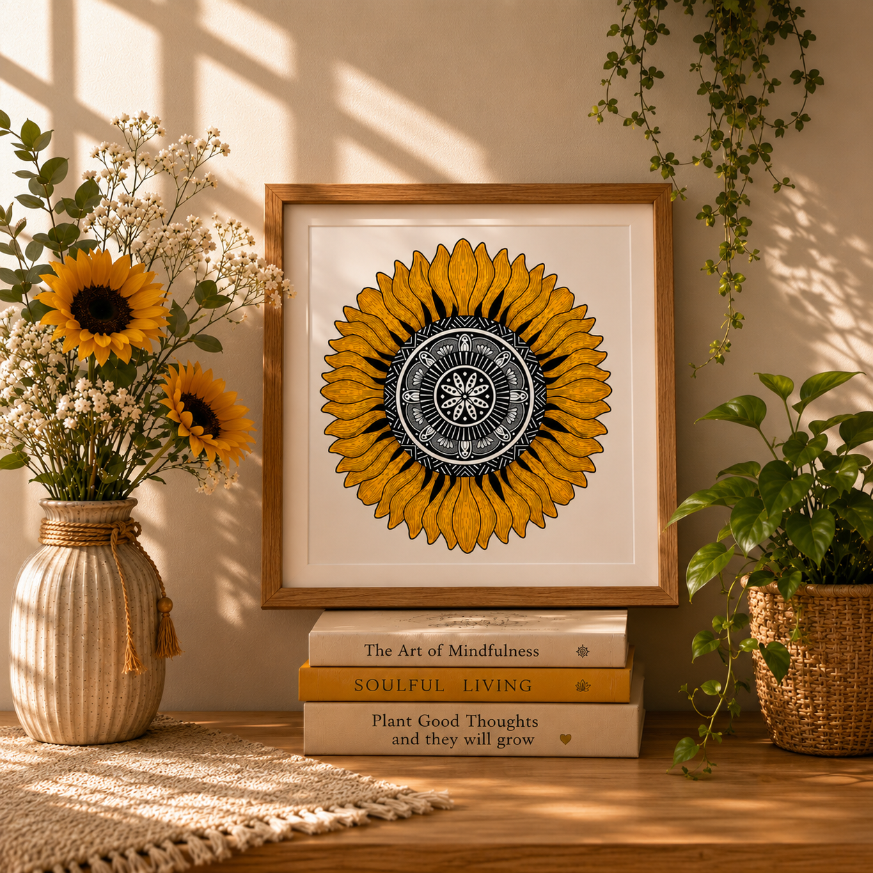 Sunflower Mandala Digital Print
