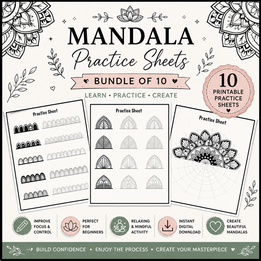 Mandala Practice Sheets Bundle - Learn & Create